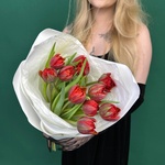 Марсала: 11 красных пионовидных тюльпанов - Фотография 3