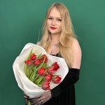 Марсала: 11 красных пионовидных тюльпанов - Фотография 6