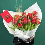 Марсала: 25 красных пионовидных тюльпанов - Фотография 3