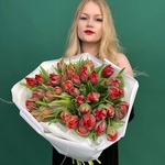 Марсала: 51 красный пионовидный тюльпан - Фотография 7