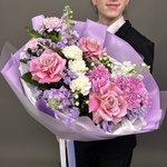 Букет «‎Простите, я проспал»‎ с аквабоксом и коробкой-пересноской - Фотография 12