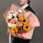 Букет «‎Просто допса»‎ с аквабоксом и коробкой-пересноской - Фотография 2