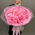 Просто розовый букет в стильной упаковке + аквабокс и коробка-переноска - Фотография 11