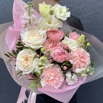 Пион-букет: нежный букет цветов за 6990 с аквабоксом и коробкой-переноской - Фотография 2