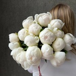 Свежих 17 белых пионов под ленту  - Фотография 8