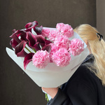 Дуобукет: чёрные каллы и розовые диантусы с доставкой в Санкт-Петербурге - Фотография 4