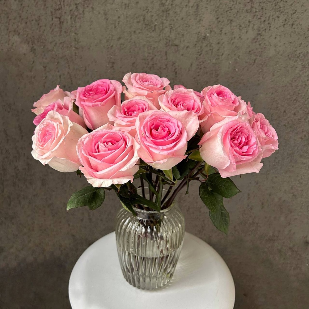 Пинк Муд: букет из 15 розовых роз