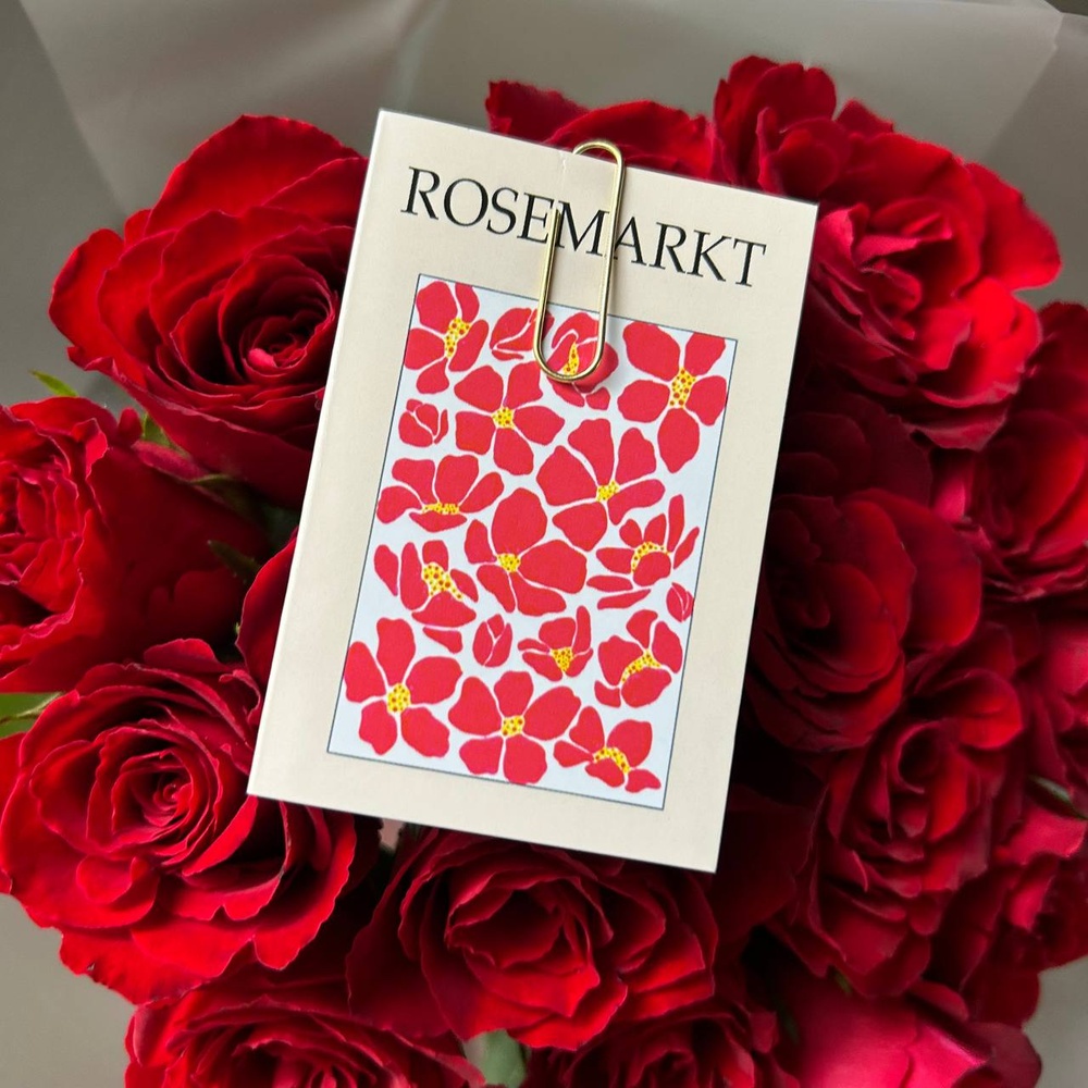 Алые уста: букет из красных кенийских роз 40 см, 15 цветков