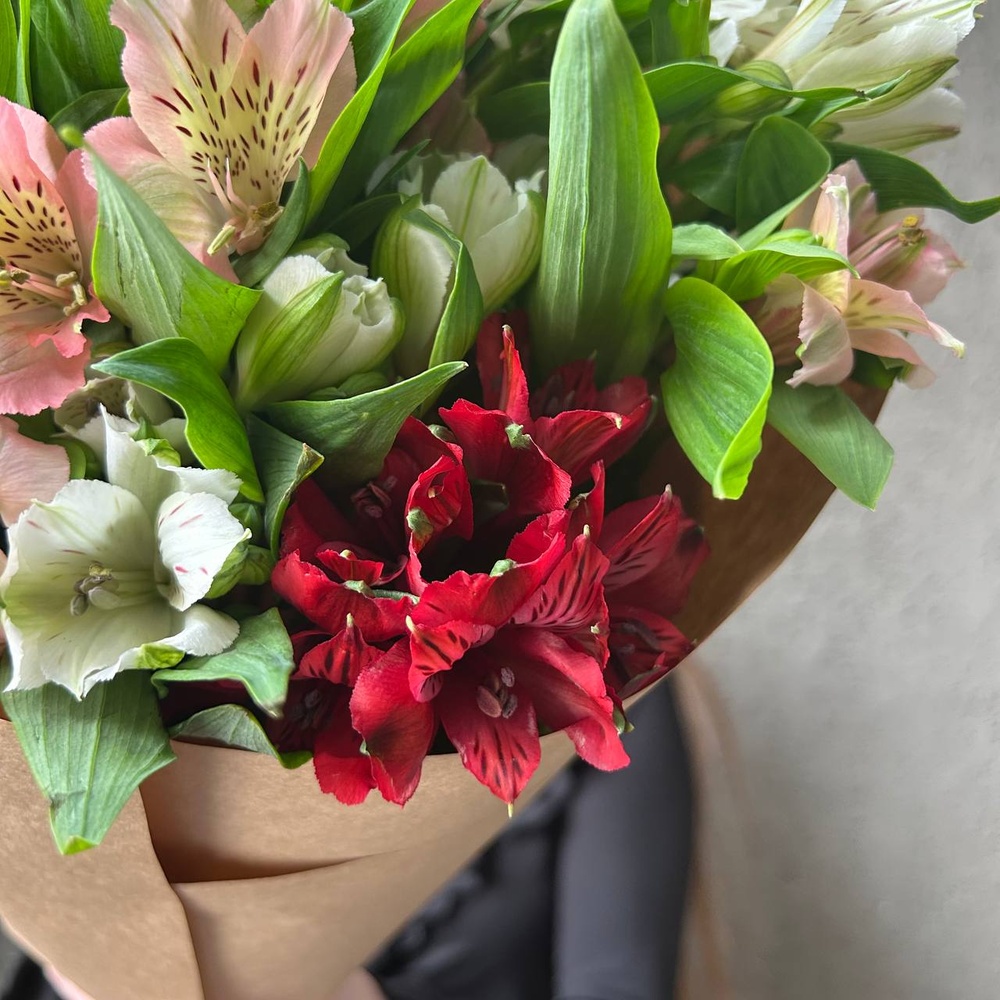 Альстромерия недорого: 15 цветков микс в букете