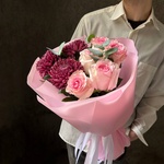 Дуобукет: хризантемы и роза Мандала - Фотография 2