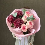 Дуобукет: хризантемы и роза Мандала - Фотография 1