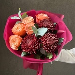 Дуобукет: хризантемы и роза Кахала - Фотография 10