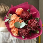 Дуобукет: хризантемы и роза Кахала - Фотография 6