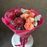 Дуобукет: хризантемы и роза Кахала - Фотография 9