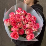 Цветы 25 розовых роз с доставкой по СПб от Розмаркт - Фотография 5
