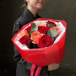 Цветы дуобукет из красной розы и кахалы с доставкой по СПб от Розмаркта - Фотография 5