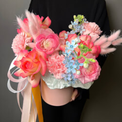 Букет «Шляпная Коробка Недели «Дофаминовый всплеск!»» Букет «Шляпная Коробка Недели «Дофаминовый всплеск!»»