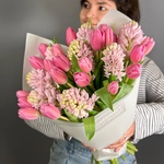 Мармелад: букет с тюльпанами и гиацинтами - Фотография 1