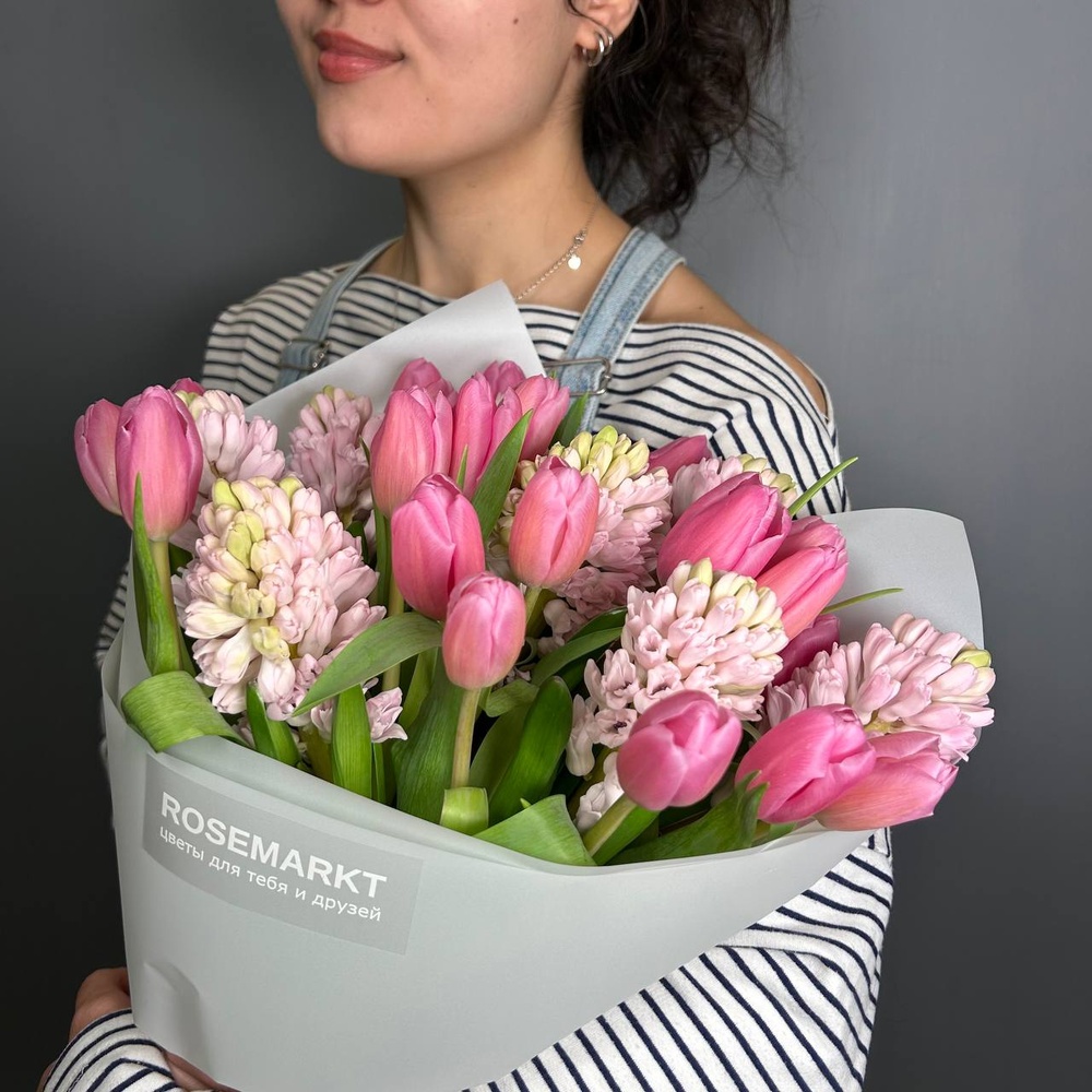 Мармелад: букет с тюльпанами и гиацинтами