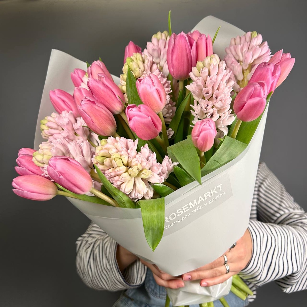 Мармелад: букет с тюльпанами и гиацинтами