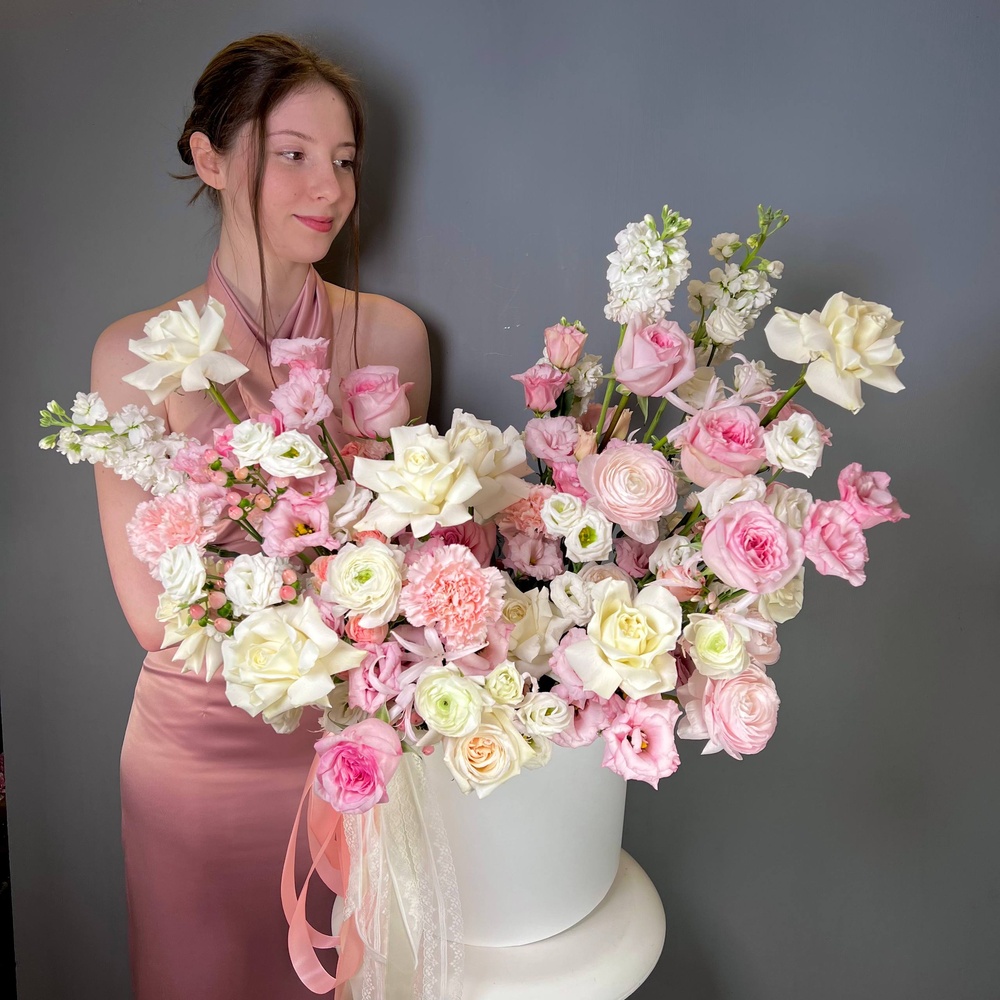 цветы, коробка, доставка, Санкт-Петербург, Питер, СПб, купить, большая, большой, подарок, день рождения, юбилей, свадьба, заказ, композиция