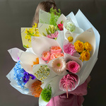 Дофаминовый букет в корейском стиле, размер XL от RoseMarkt - Фотография 4