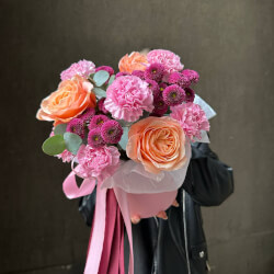 Букет «Шляпная Коробка Недели «Солнце на закате»»