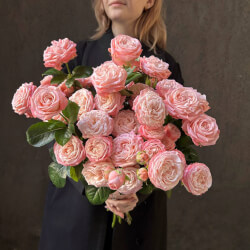 Монобукет из 11 кустовых роз Бомбастик под ленту