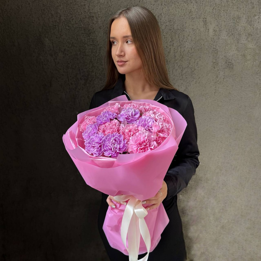 Монобукет из гвоздики микс