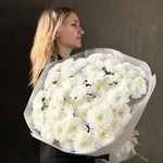 Монобукет «Белый шелк» из 11 белых кустовых хризантем — монобукет из 11 кустовых хризантем Алтай - Фотография 5