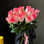 Розы розовые 70 см. Россия — монобукет из розовый розы 70 см - Фотография 1