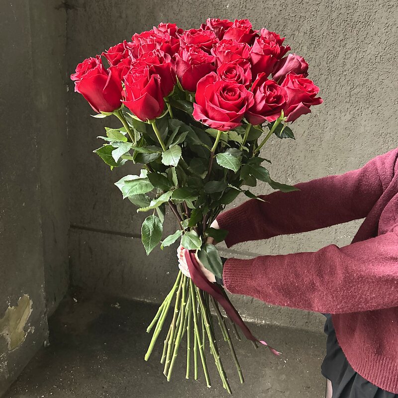 Алые розы 80 см: высокие, красные, долго стоят